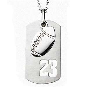  Sterling Silver Football Sports Number Dog Tag Pendant 