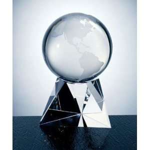  Crystal World Globe Award with Triangle Base Office 