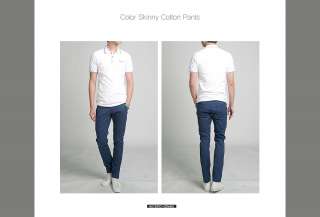 Bros Mens Slim Skinny Cotton Pants Jeans Blue  