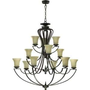    95 Cole 12 Light Chandelier, Old World Finish with Amber Scavo Glass