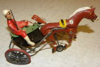Vintage German Tin Wind Up Jockey & Horse, Excellent, Works  