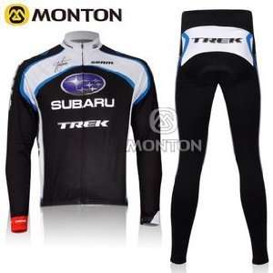 2011 subaru team black thermal fleece long sleeve cycling jersey suit 