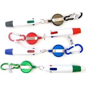  Color Pen with Carabiner & Clip   4 Pack
