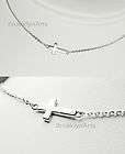 Petite Sterling Silver .925 Cross Necklace   Side Way Cross   Kelly 