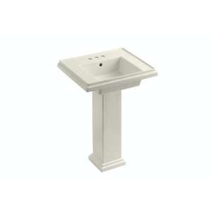   inch Pedestal Lavatory with 4 inch Centerset Faucet Drilling, Biscuit