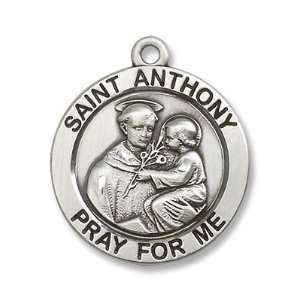 Sterling Silver St. Anthony Medal Pendant with 24 Stainless Chain in 