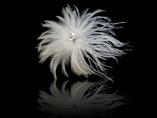 Bridal Headpiece Feather Fascinator Crystal Accent #007  