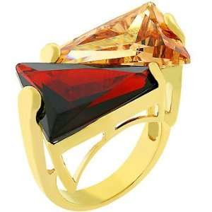  14K Gold Bonded Champagne Black CZ Cocktail Ring Jewelry