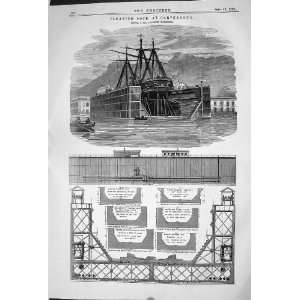 1868 FLOATING DOCK CARTHAGENA SHIPS ENGINEERING RENNIE:  