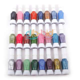 Women Nice 24 Colors 2 Way False Nail Art Brush Pen Glitter Varnish 