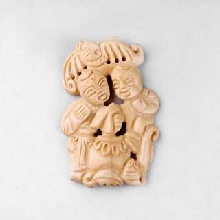 Hand Carved Crafts Ox Bone Pendant Carving Happy Twins  