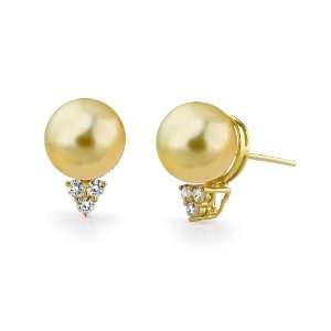  Golden Pearl & Diamond Sea Breeze Earrings in 18K Gold 