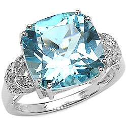 Sterling Silver Blue Topaz and Diamond Accent Ring  