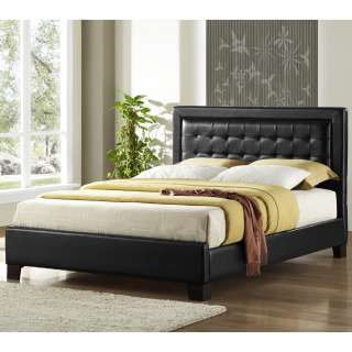 Covina Black Upholstered Queen size Platform Bed  Overstock
