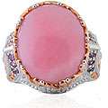 Michael Valitutti Two tone Sterling Silver Pink Opal and Sapphire Ring