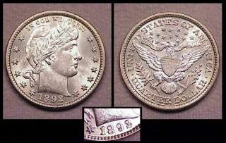 1892 Liberty Head (Barber) Quarter Dollar  CH/BU  