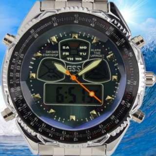   Function Mens Boy Sport Analog Dual Digital Day&Date Alarm Wrist Watch
