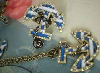   Blue White Enamel Anchor Necklace Coat Chain X23 FREE SHIP  