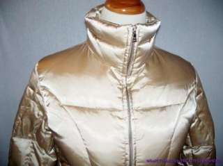 Andrew Marc Puffer Goose Down Jacket Coat S Small GOLD Satin Mint 