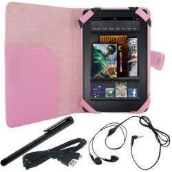 Deluxe  Kindle Fire Pink Leather Case/ USB Cable/ Stylus 