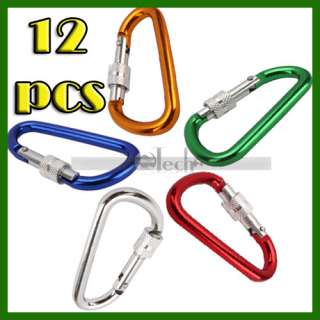 New 12pcs 6CM Camp Snap Clip Hook Key Chain D Shape Locking Carabiner 