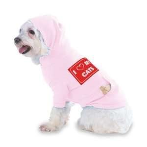LOVE MY CATS Hooded (Hoody) T Shirt with pocket for your Dog or Cat 