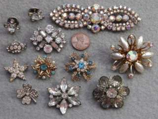Vintage 25 Piece RHINESTONE JEWELRY LOT Bracelets NECKLACES Brooches 