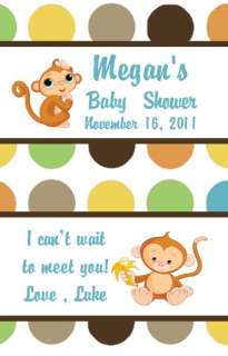   Baby Shower Little Monkey Water, Miniatures & Popcorn Wrappers Set