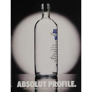1990 Original Print Ad Absolut Profile Vodka Bottle   Original Print 