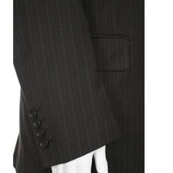Ferrecci Mens Chocolate Brown Two button Pinstripe Suit   