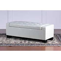Guernsey Ivory Bonded Leather Storage Ottoman Bench  Overstock