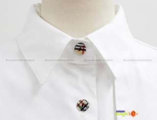   Fashion Formal Long Sleeve Cotton Shirt Blouse Top Black White WSHT108