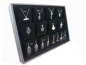 Black Pendant Necklace Earrings Jewelry Display Tray  