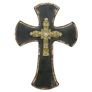  Wilco Imports Black Distressed Wood Finish Wall Cross, 8 3 