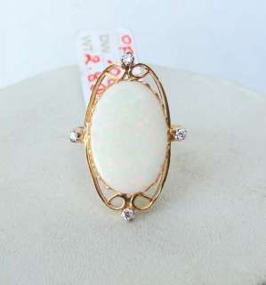 Fabulous 14 K Gold Opal & Diamond Gemstone Ring India  