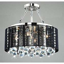 Crystal 5 light Black Shade Chrome Semi ceiling Lamp  Overstock