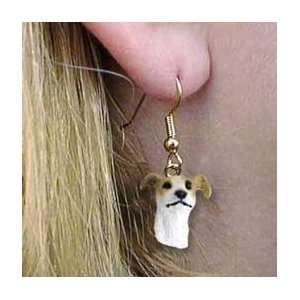  Greyhound Tan & White Earrings Hanging 
