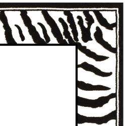   Collection Zebra Border Black/ White Rug (6 x 9)  Overstock