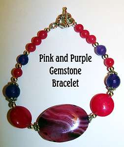   Agate~Pink Jade~Amethyst~Ruby Agate~Bracelet~9~resize avail.  