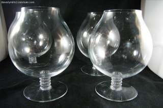 Four R. Lalique Kobe Brandy Snifters Glasses  
