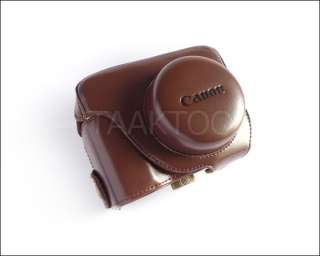 C152 New leather Camera case Pouch bag for Canon G1X Coffee w/ Strap 