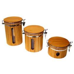 Le Chef Bamboo Storage Canisters and Lazy Susan Set  