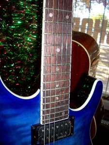   Electric Guitar w EMG Pickups w Coil Taps Quilt Top Blue Set Neck New