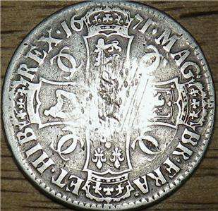 1671 Charles II SILVER Crown   Unique LOVE Token   LARGE COIN  