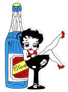 Betty Boop sitting n wine champagne glass Decal Sticker  