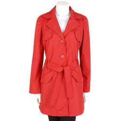 Black Rivet Womens Red Trench Coat  