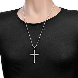 Stainless Steel Polished Cross Necklace  