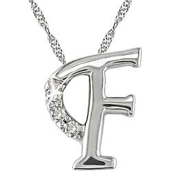 14k White Gold Diamond Accent Initial F Necklace  