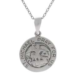Sterling Silver St. Michael Pray For Us Necklace  