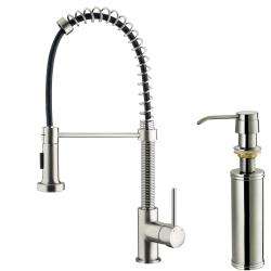  Steel Pullout Spray Kitchen Faucet with Soap Dispenser  Overstock